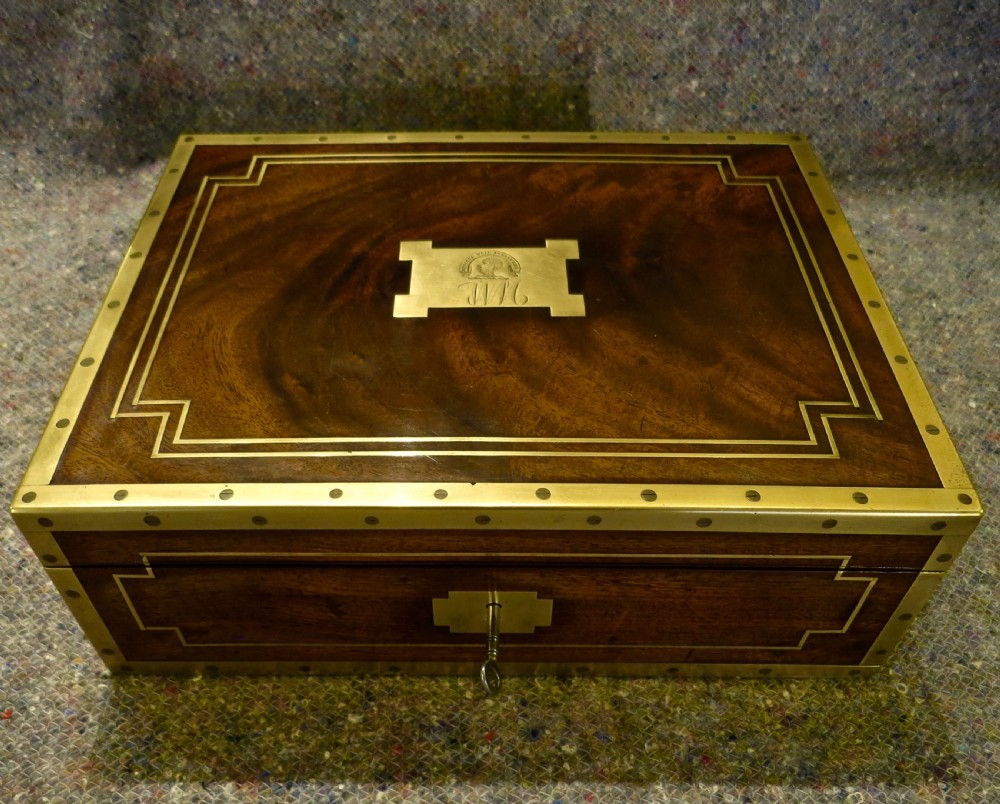 BRASS-BOUND SOLID MAHOGANY DEED BOX View II