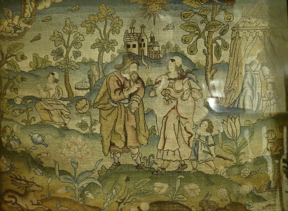 17th CENTURY CHARLES II PERIOD NEEDLEWORK PANEL View II