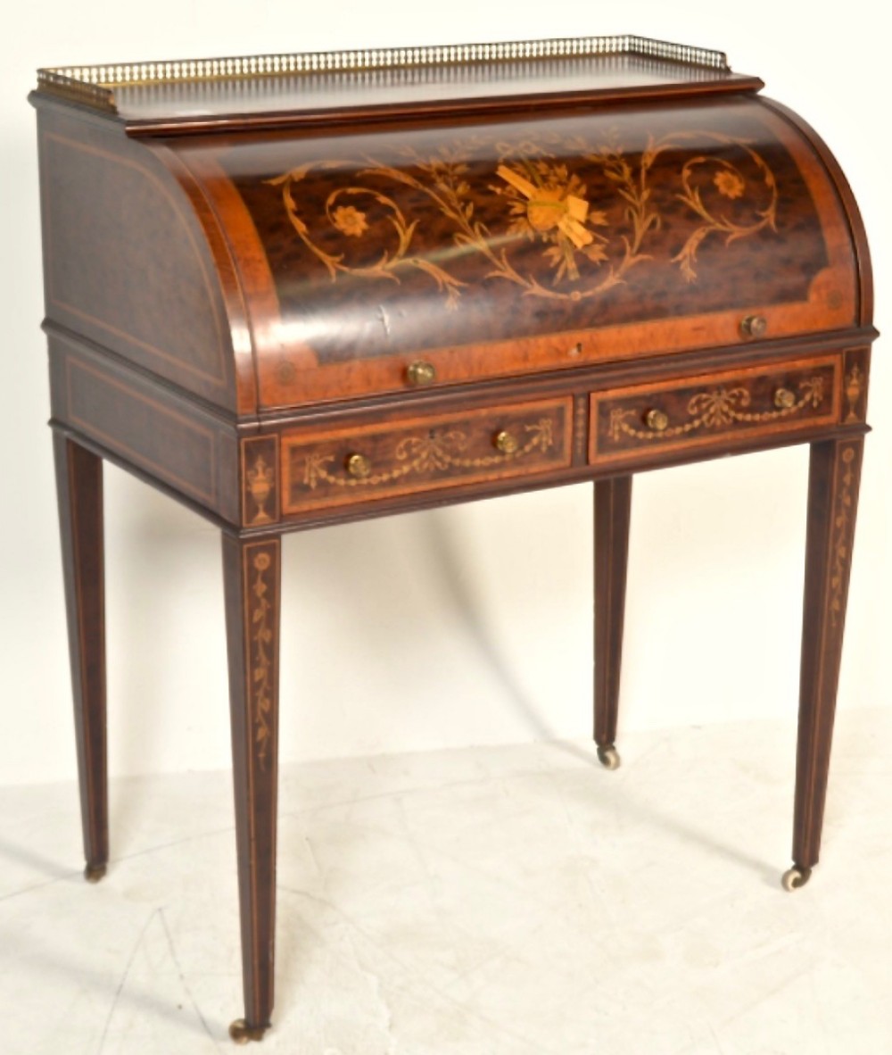 SUPERB MARQUETRY INLAID SHERATON REVIVAL DESK