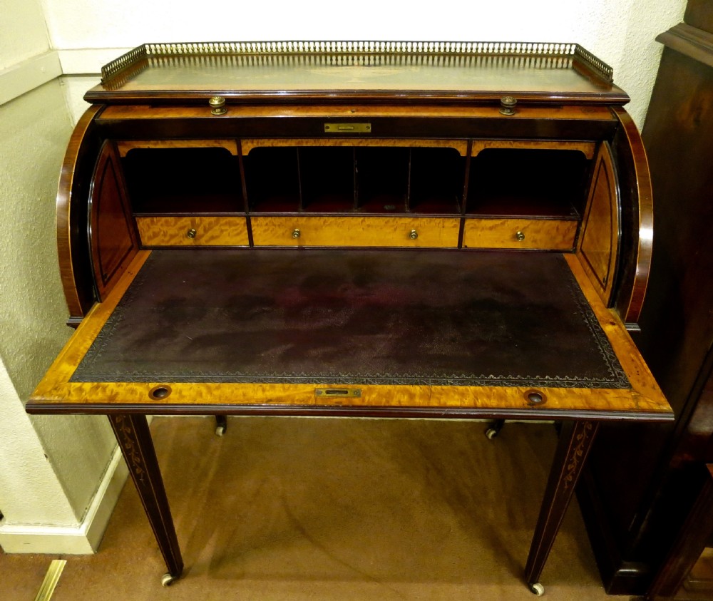 SUPERB MARQUETRY INLAID SHERATON REVIVAL DESK View II