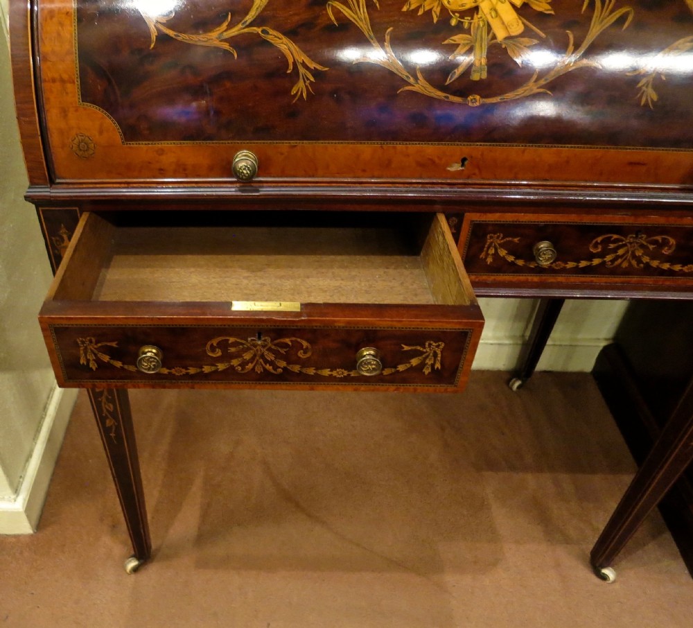 SUPERB MARQUETRY INLAID SHERATON REVIVAL DESK View IV