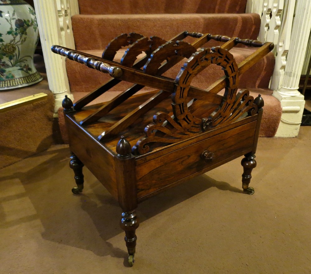 FINE REGENCY ROSEWOOD CANTERBURY OR MAGAZINE RACK