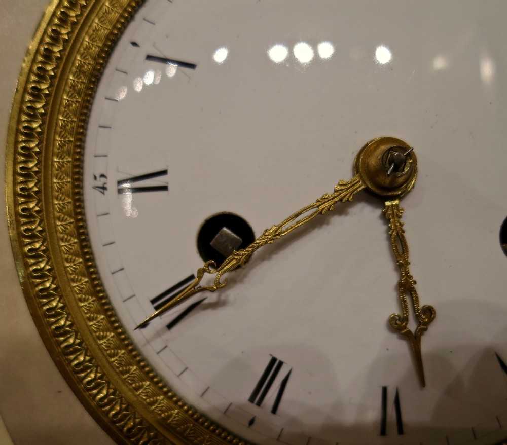ELEGANT FRENCH CARRERA MARBLE MANTEL CLOCK View III