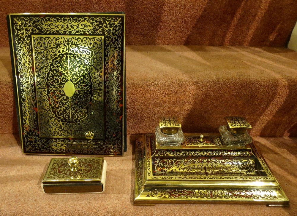 3-PIECE BOULLE DESK SET BY ASPREYS