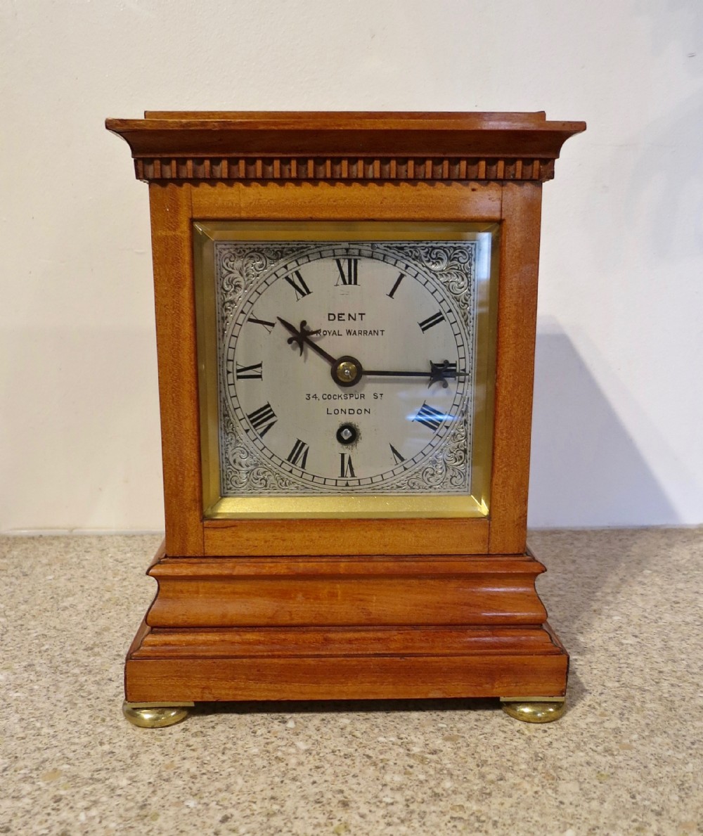 FINE ENGLISH SATINWOOD FOUR-GLASS CLOCK BY DENT