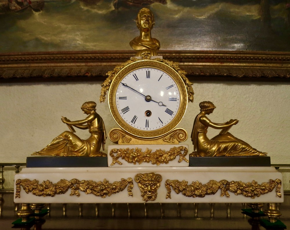 ENGLISH ORMOLU & MARBLE MANTEL CLOCK