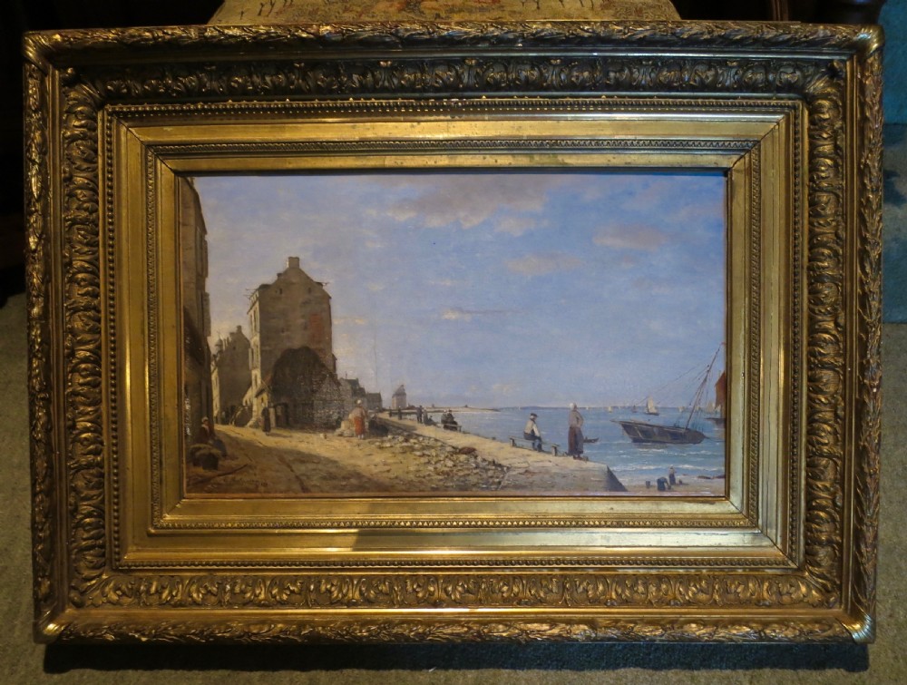 FRENCH OIL PAINTING OF NORMANDY COASTAL VIEW View II