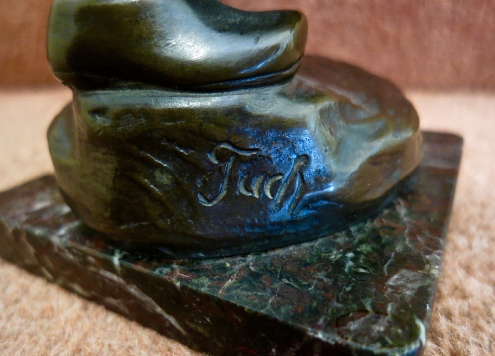  GIRL FEEDING A KITTEN: BRONZE FIGURE View V
