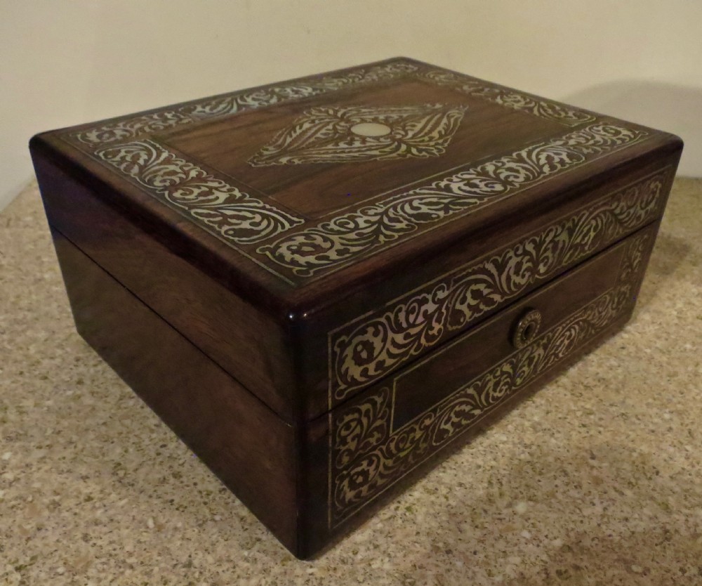 WELL-FITTED AND COMPLETE ROSEWOOD SEWING BOX View II