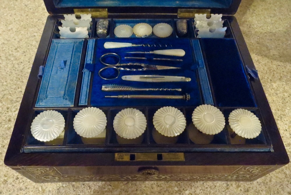 WELL-FITTED AND COMPLETE ROSEWOOD SEWING BOX View III