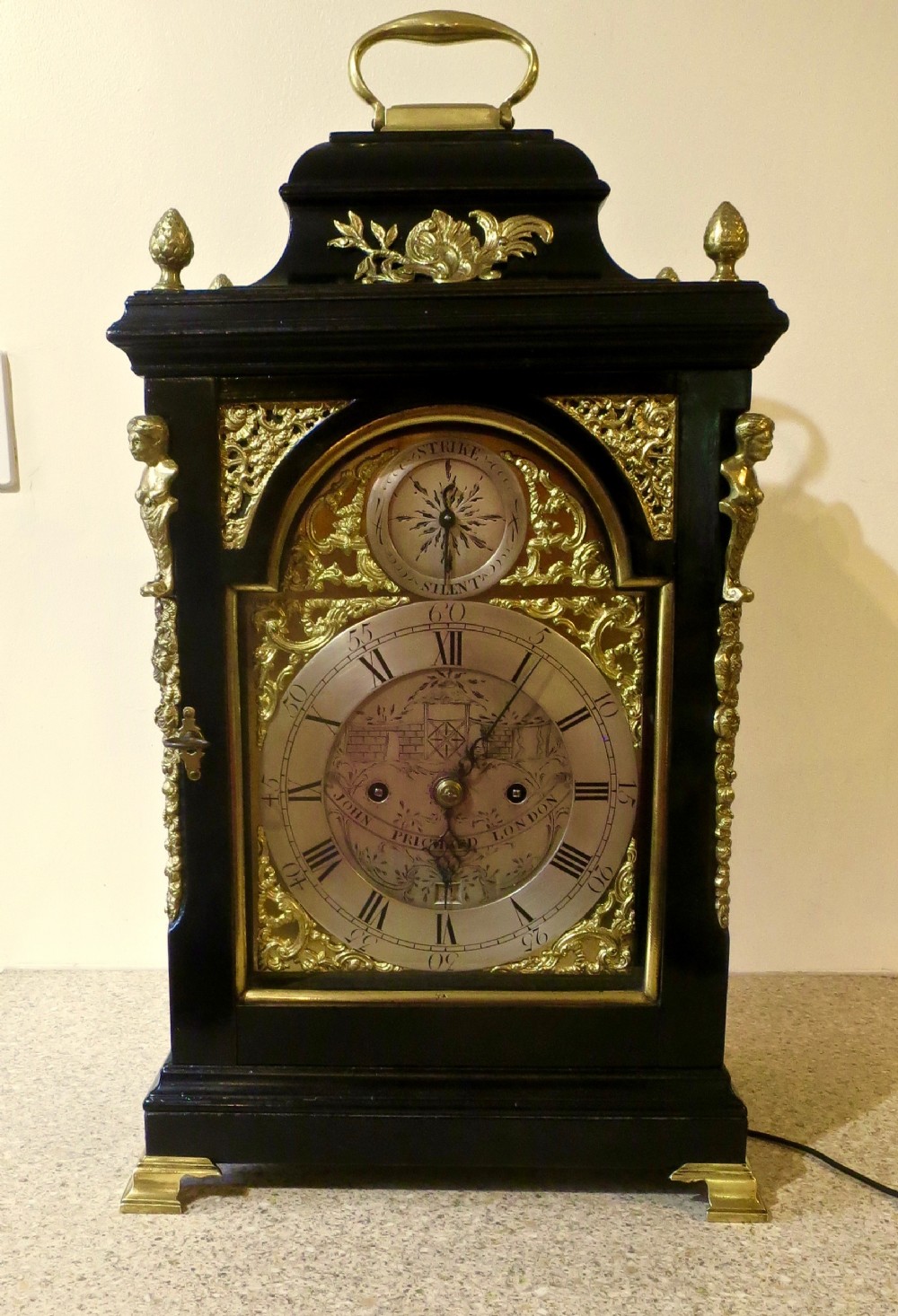 FINE 18TH CENTURY VERGE BRACKET CLOCK, John Pritchard of London.