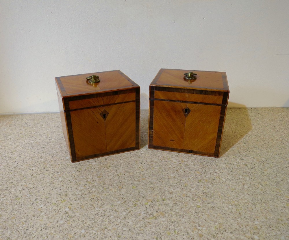RARE PAIR OF SHERATON PERIOD TEA CADDIES
