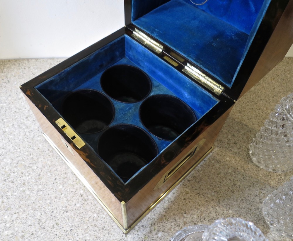 FINE BRASS-BOUND PADOUK DECANTER BOX View IV