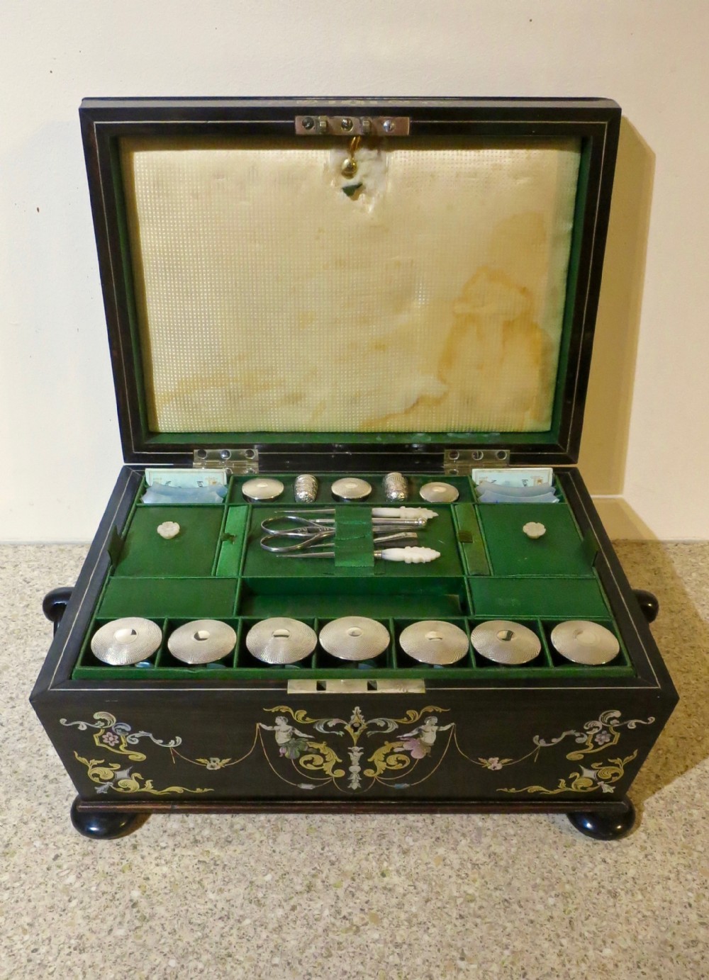 FITTED AND BEAUTIFULLY INLAID SEWING BOX