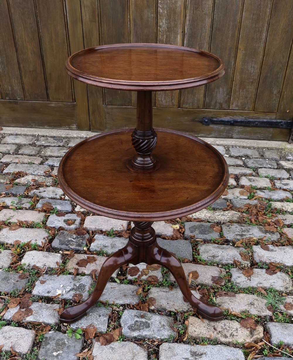 SMALL GEORGE III MAHOGANY 2-TIER DUMB WAITER