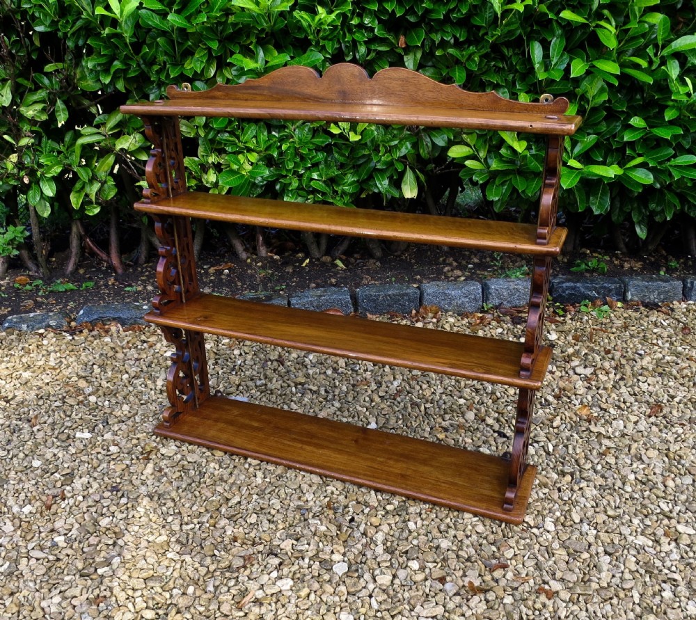 SET OF VICTORIAN WALNUT HANGING WALL SHELVES View IV