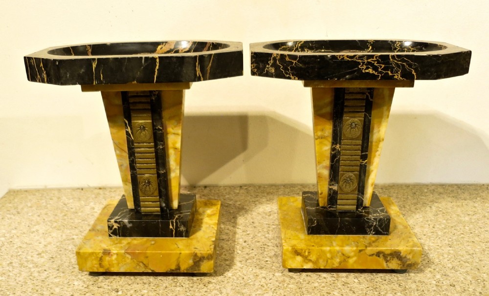 PAIR OF ART DECO SIENNA MARBLE 