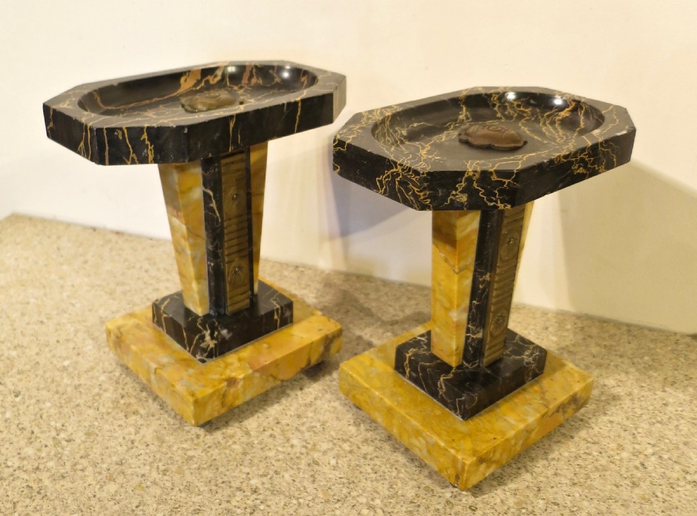 PAIR OF ART DECO SIENNA MARBLE 