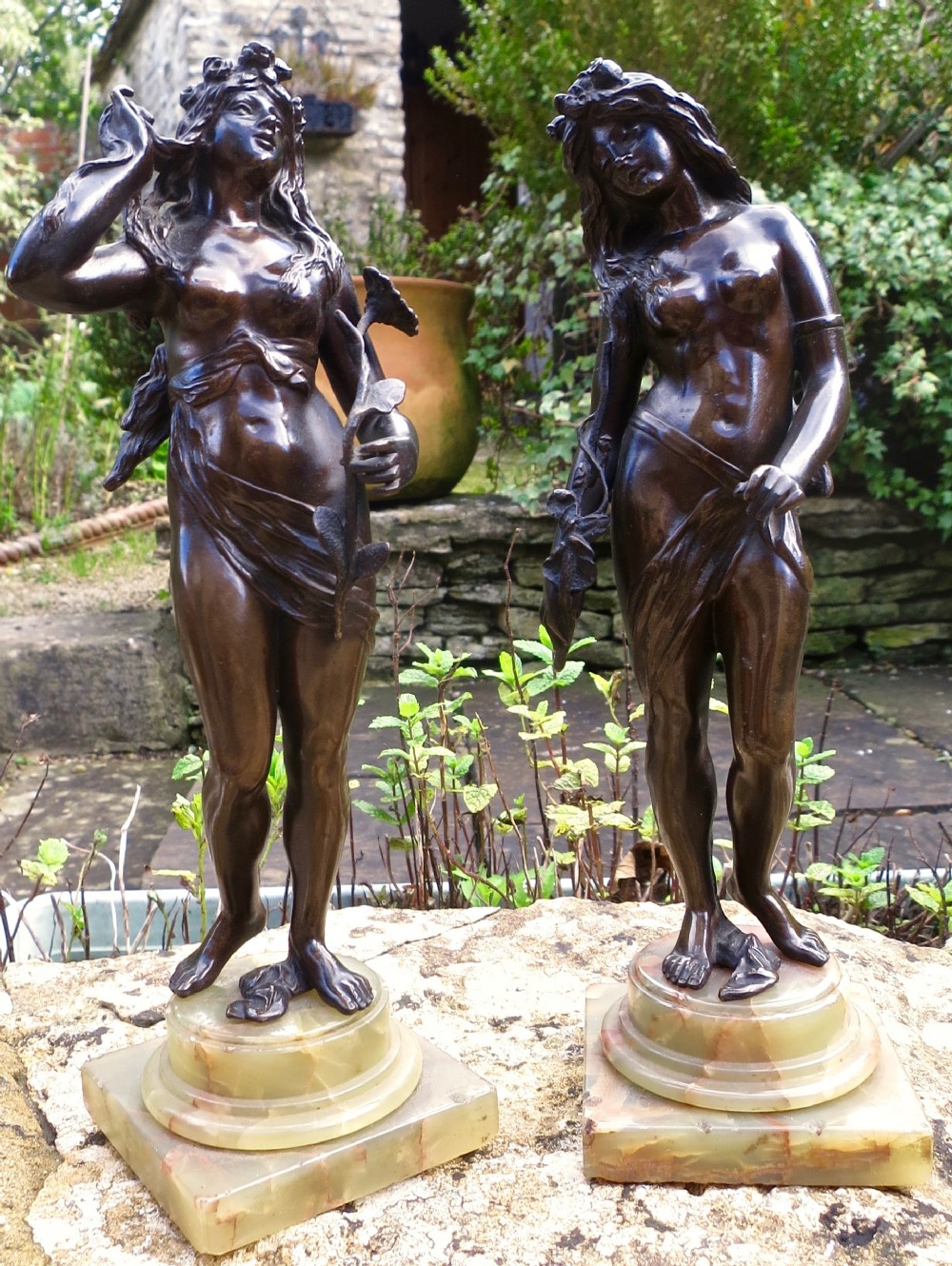 PAIR OF FRENCH BRONZE FIGURES OF 