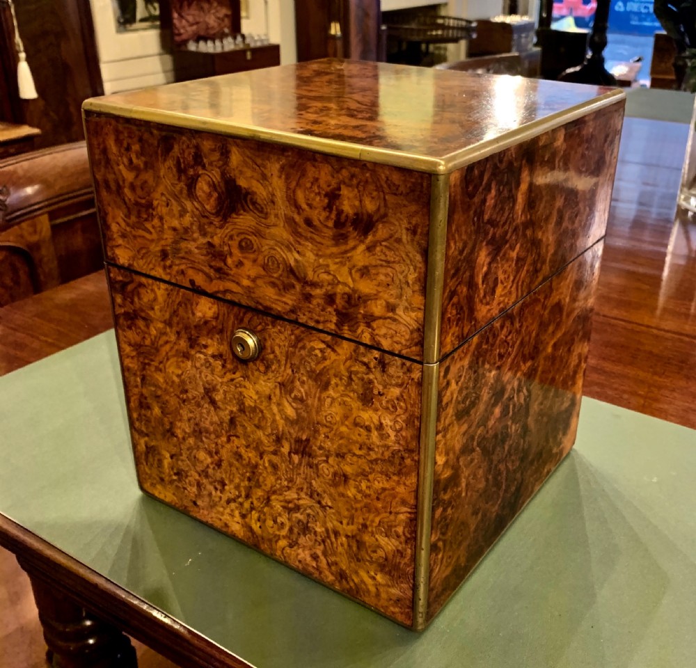 WALNUT DECANTER BOX WITH 4 ORIGINAL DECANTERS View II
