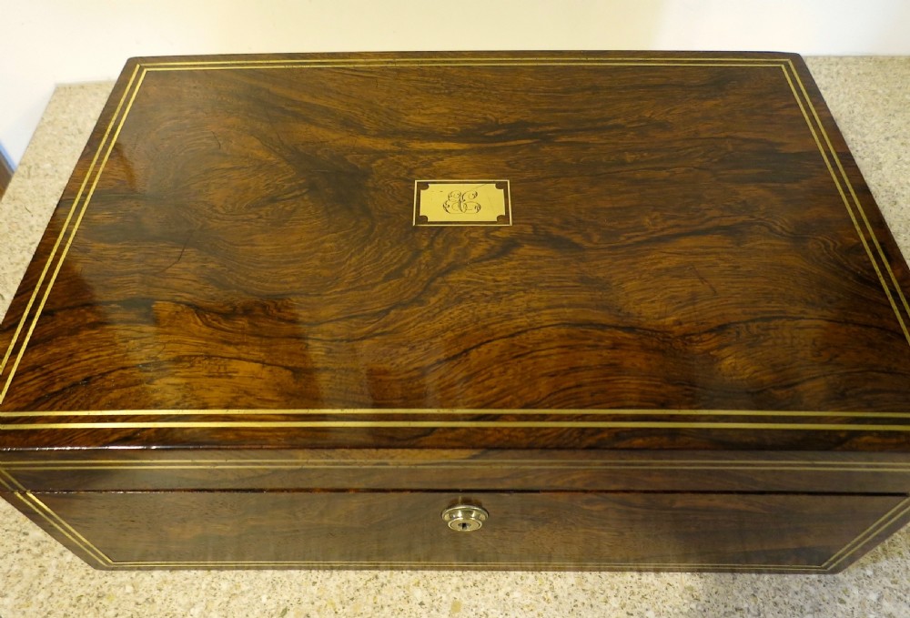 FINE ROSEWOOD WRITING BOX BY EDWARDS View II