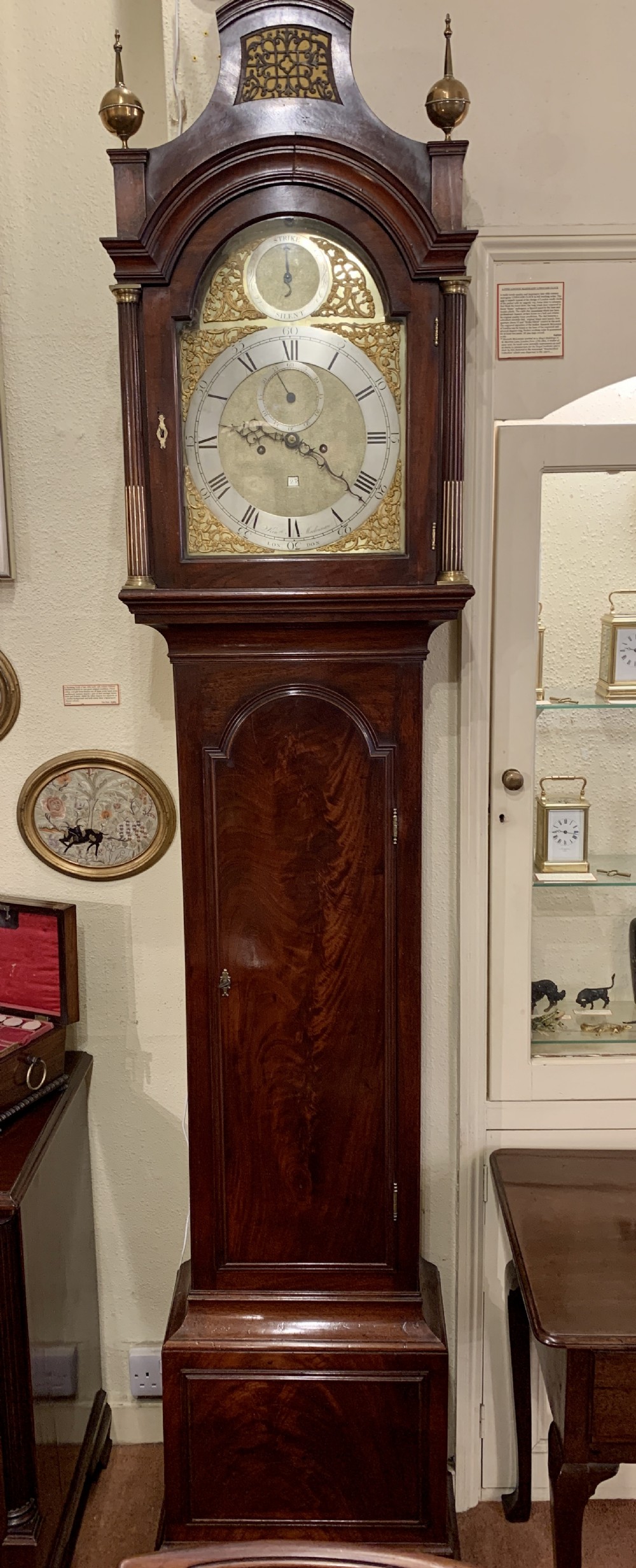 A FINE LATE 18TH CENTURY LONDON MAHOGANY LONGCASE CLOCK BY KENNETH MACLENNAN