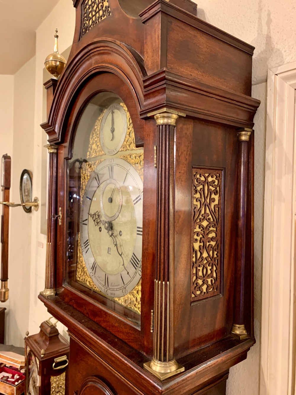 A FINE LATE 18TH CENTURY LONDON MAHOGANY LONGCASE CLOCK BY KENNETH MACLENNAN View VI