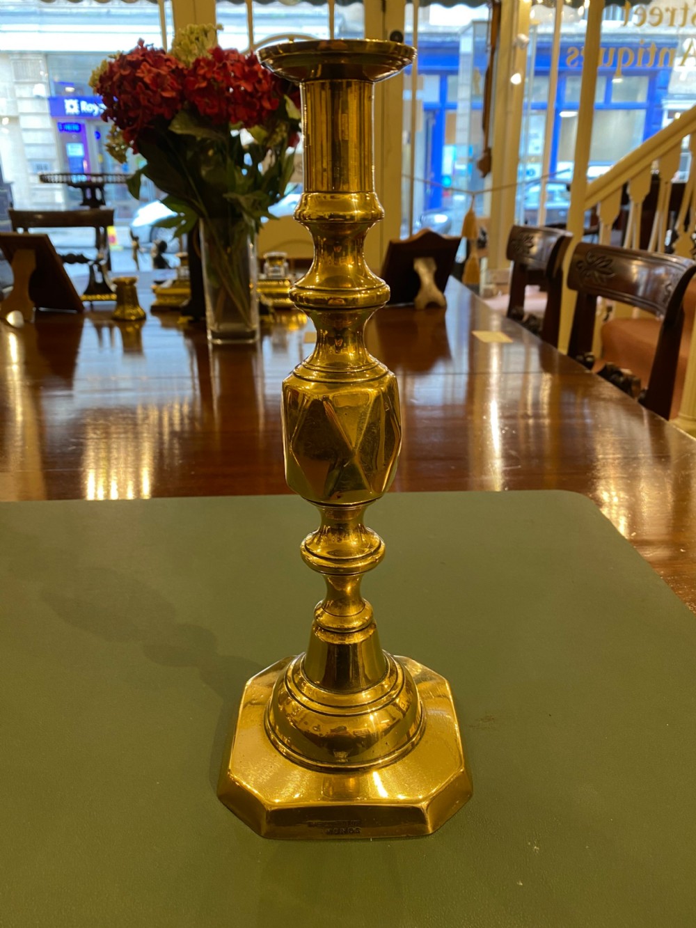 Pair of Victorian 'Queen of Diamonds' Brass Candle Sticks View IV