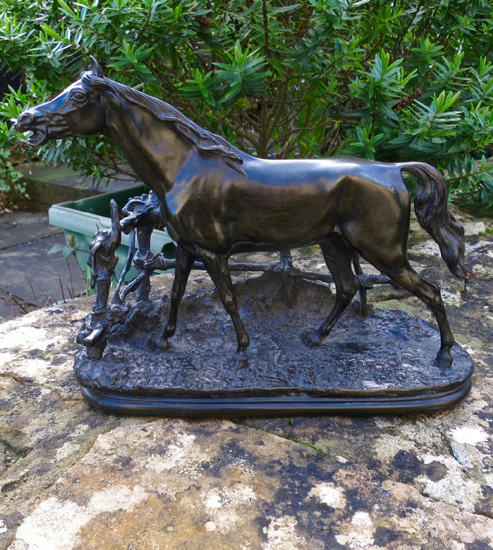 FINE EQUESTRIAN BRONZE BY P. J. MENE