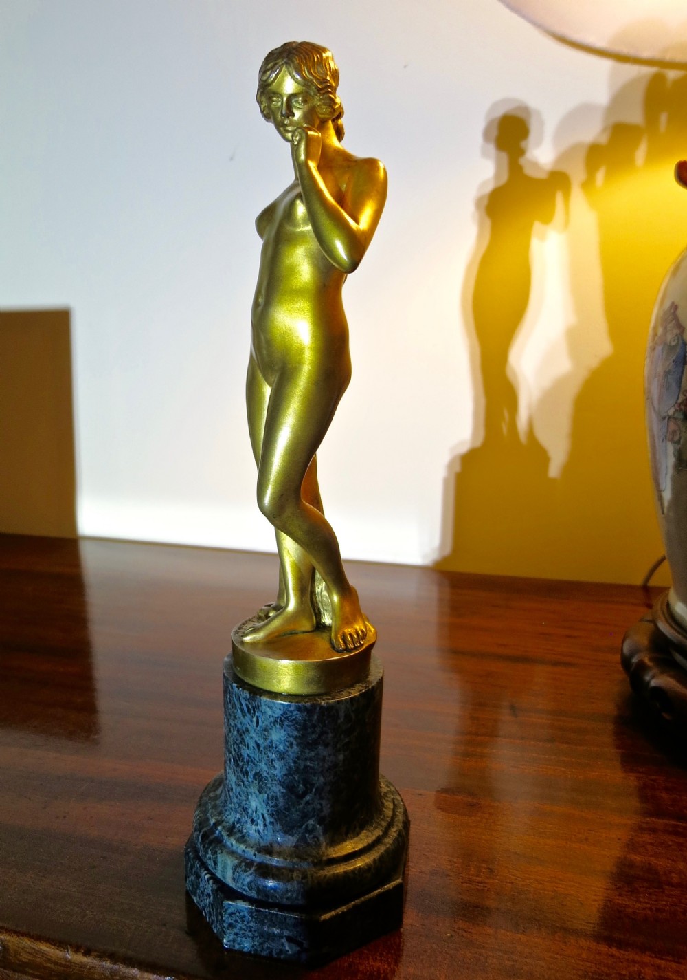 CHARMING GILT BRONZE NUDE SCULPTURE
