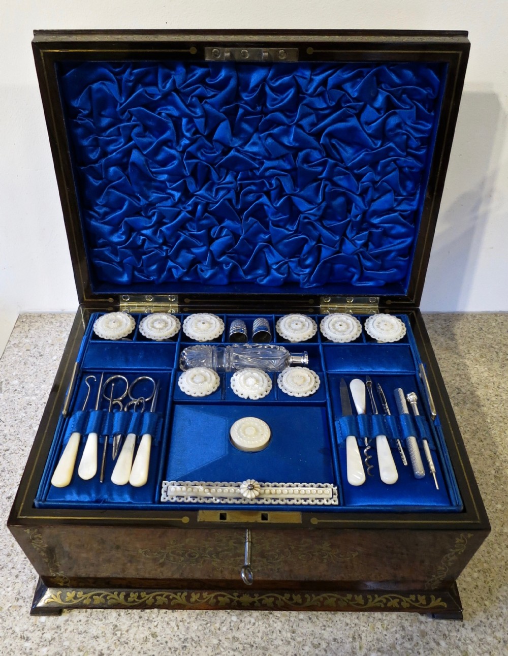 SUPERB FITTED SEWING BOX BY EDWARDS