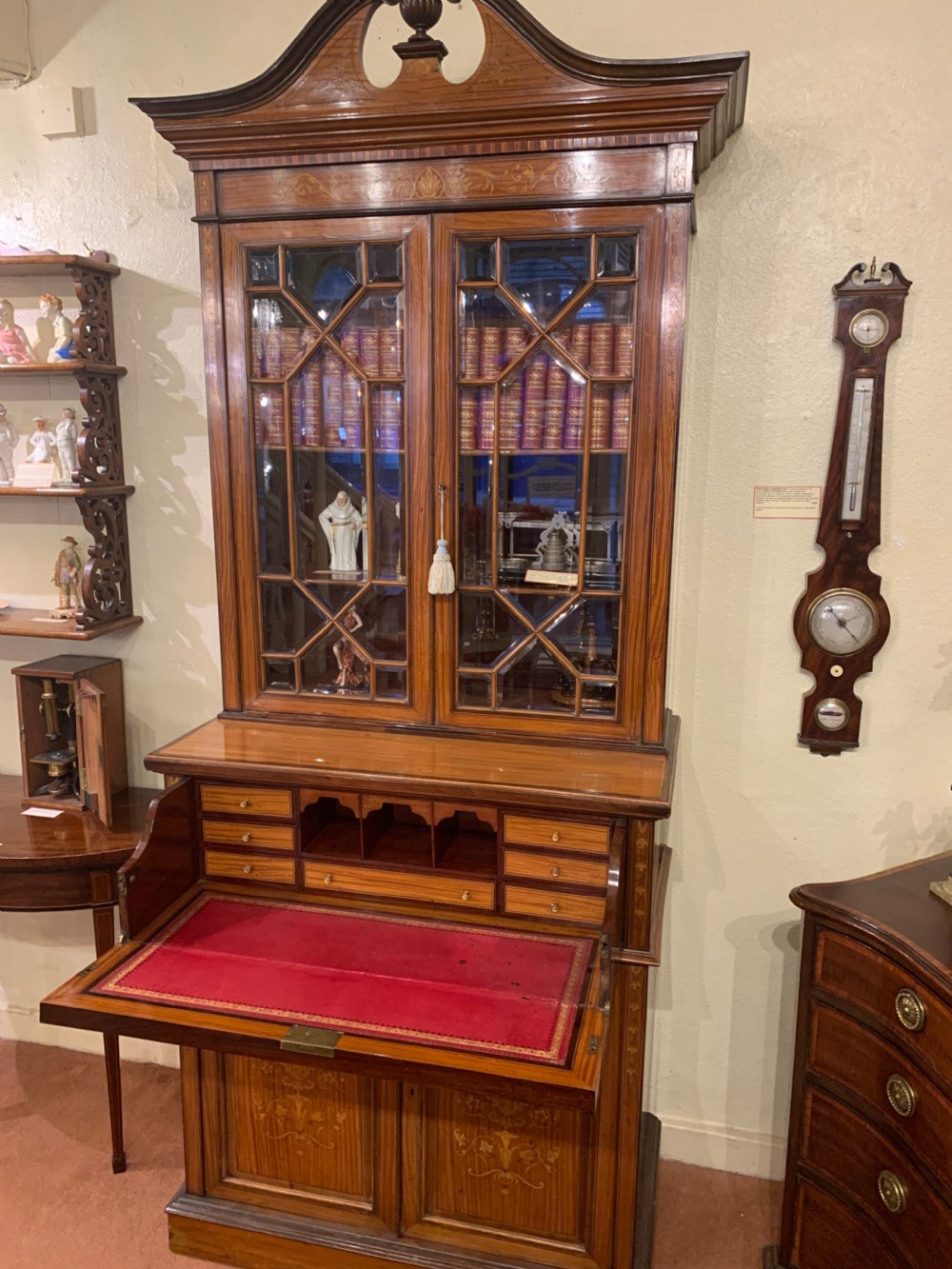 Quality Victorian SECRETAIRE-BOOKCASE View III