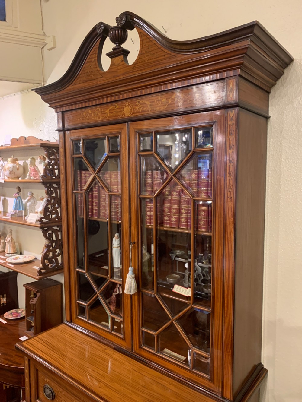 Quality Victorian SECRETAIRE-BOOKCASE View VI