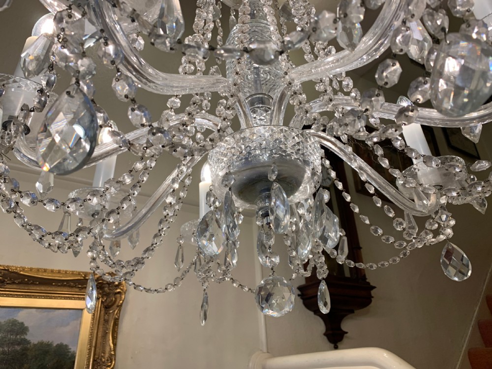 Elegant Edwardian English Cut-Glass Chandelier View III