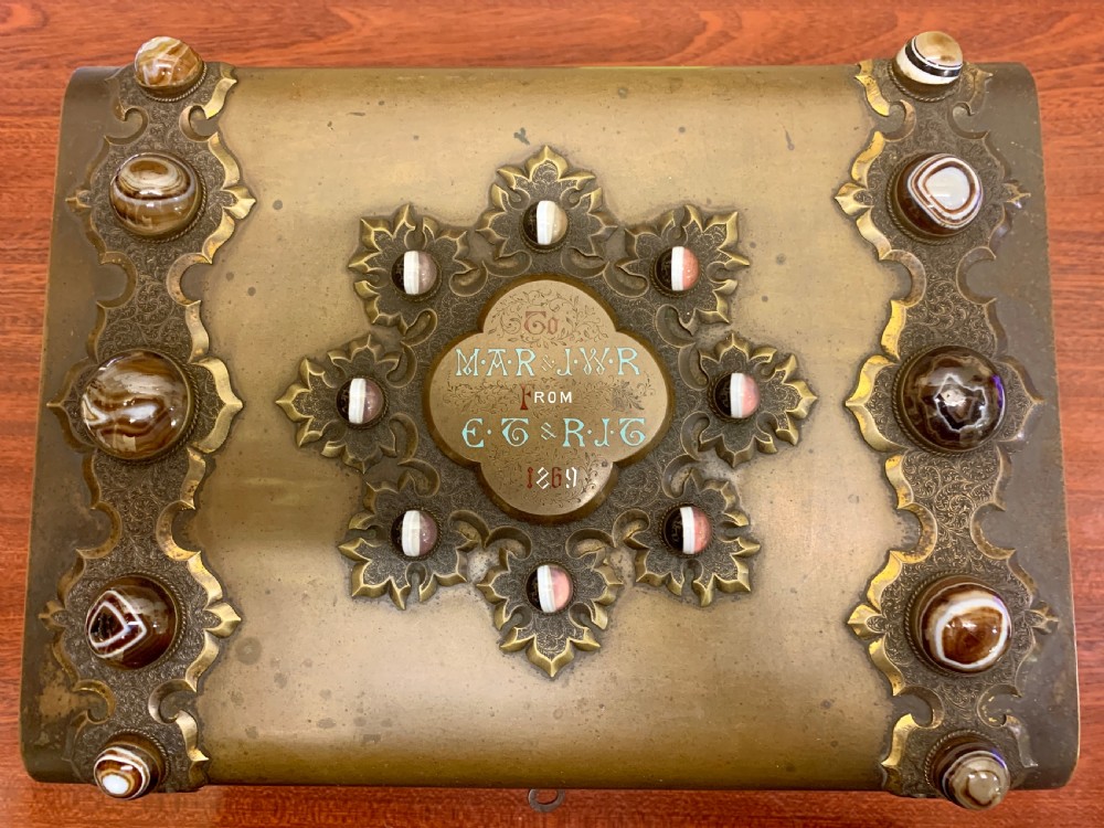 A Fine Quality Brass and Tiger Eye Games Compendium View IV