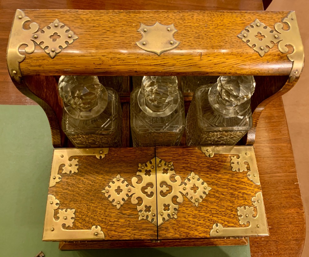 Victorian Oak Tantalus and Games Compendium View XIII