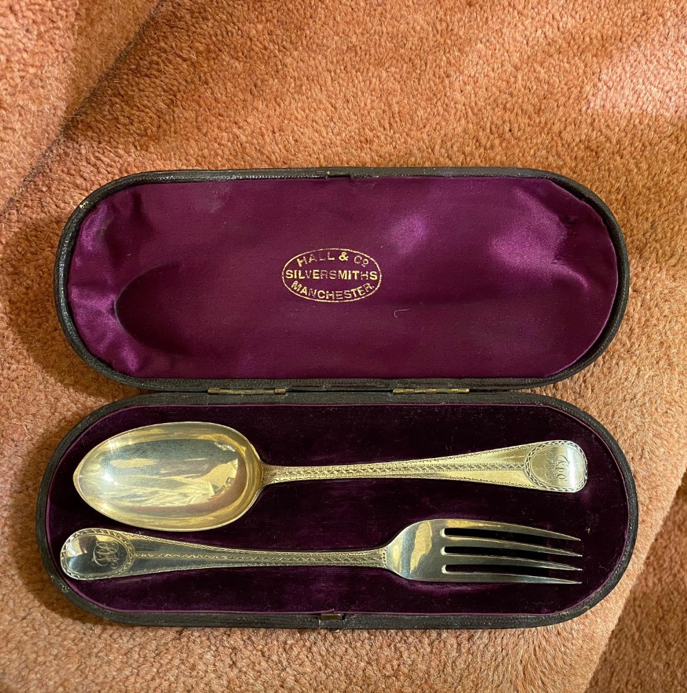Good Victorian silver cased SPOON AND FORK, Hallmarked 1879, George Adams.