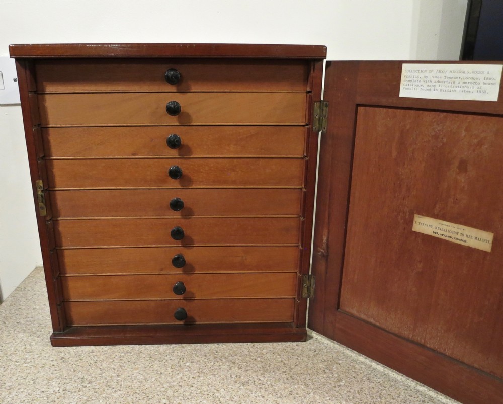 RARE CABINET OF MINERALS & FOSSILS BY JAMES TENNANT View II