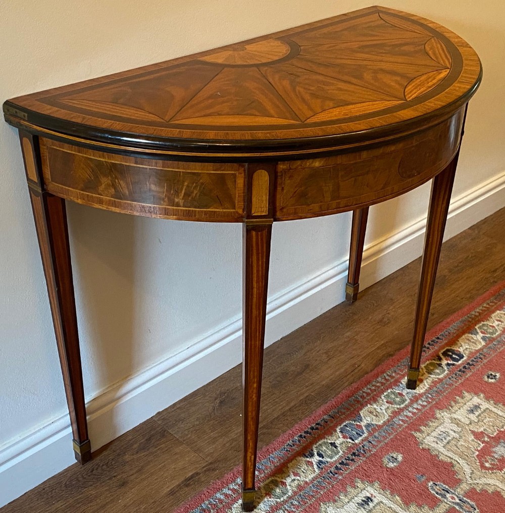 Sheraton form Demi-Lune inlaid CARD TABLE of the highest quality