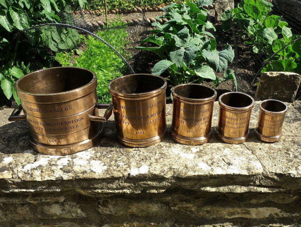 SET OF FIVE BRONZE MEASURES DATED 1852 View VII
