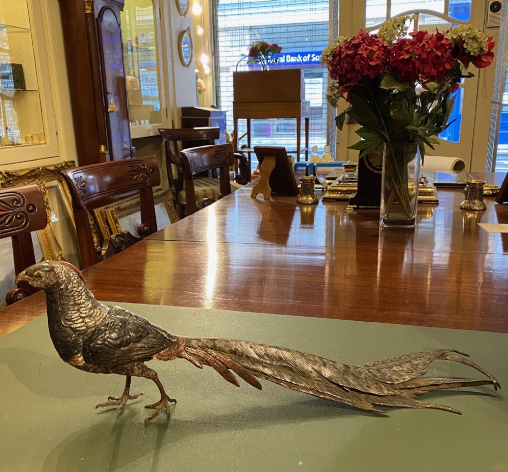 LARGE (18 inches) Austrian Cold Painted Bronze Pheasant by F. Bergman
