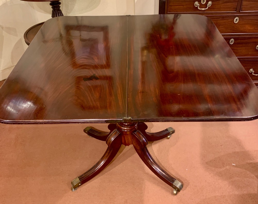 Lovely Early 19th Century Solid Mahogany Fold-Over Tea Table View V
