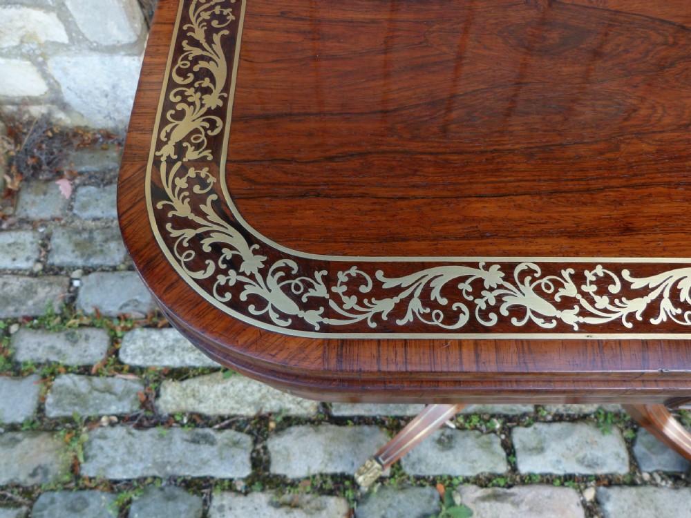 FINE BRASS-INLAID ROSEWOOD REGENCY CARD TABLE View IV
