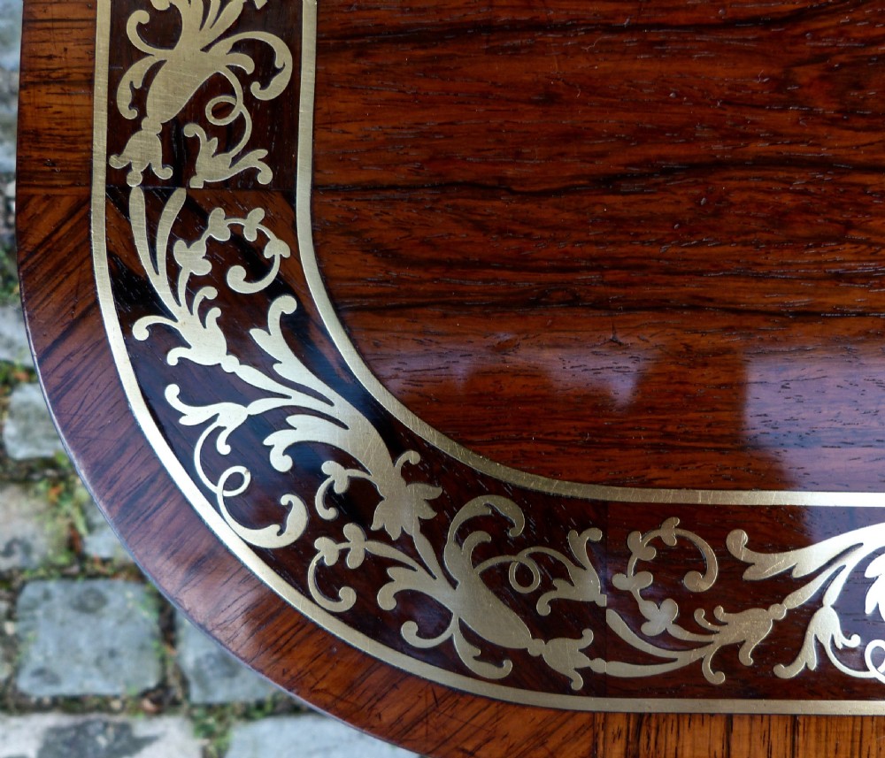 FINE BRASS-INLAID ROSEWOOD REGENCY CARD TABLE View V