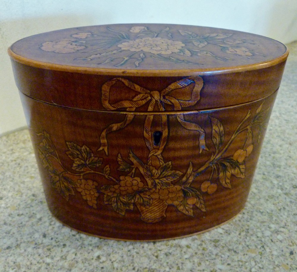 FINE GEORGE III OVAL INLAID TEA CADDY View II
