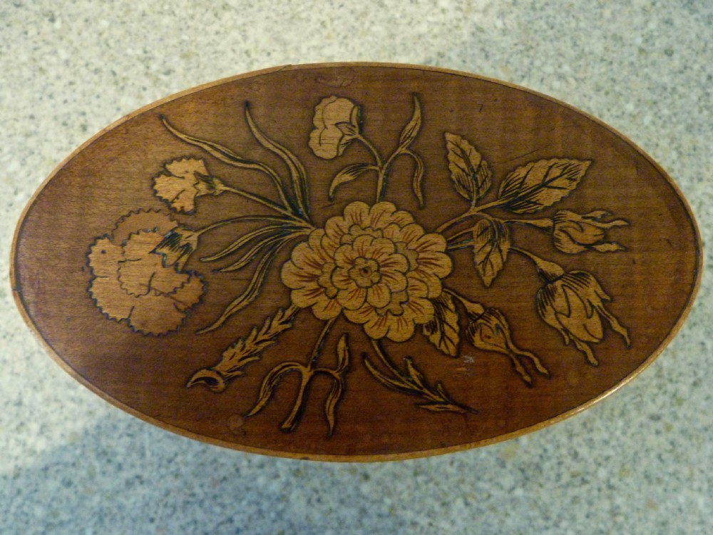 FINE GEORGE III OVAL INLAID TEA CADDY View III