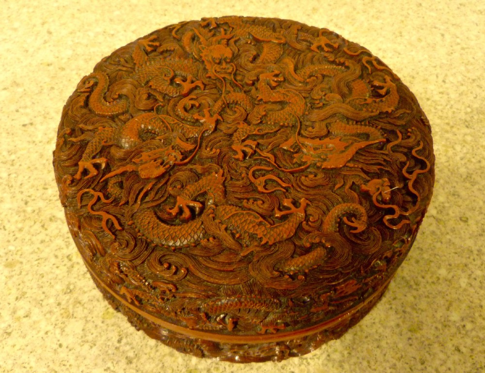 CHINESE 'CINNABAR' LACQUER BOX & COVER