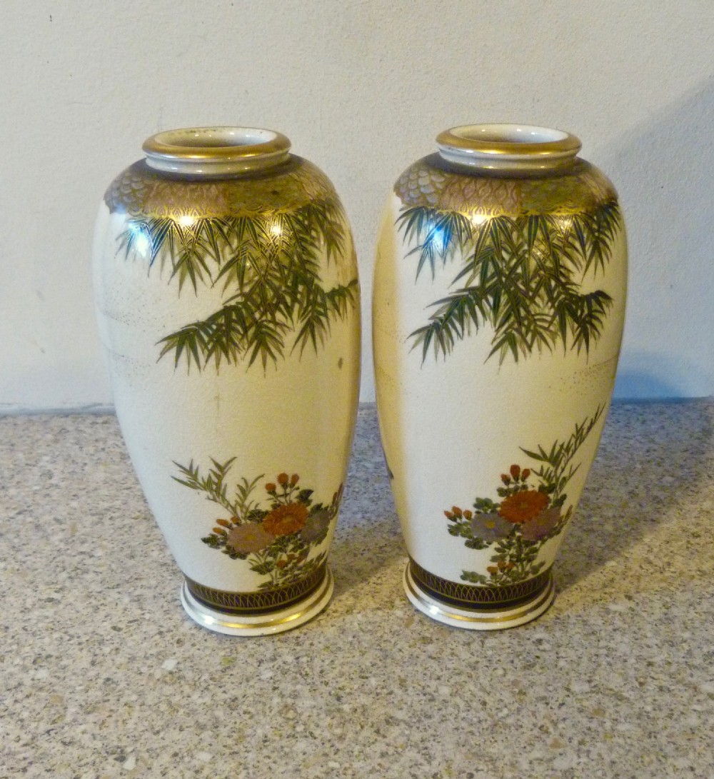 PAIR OF 19TH CENTURY JAPANESE SATSUMA VASES View II