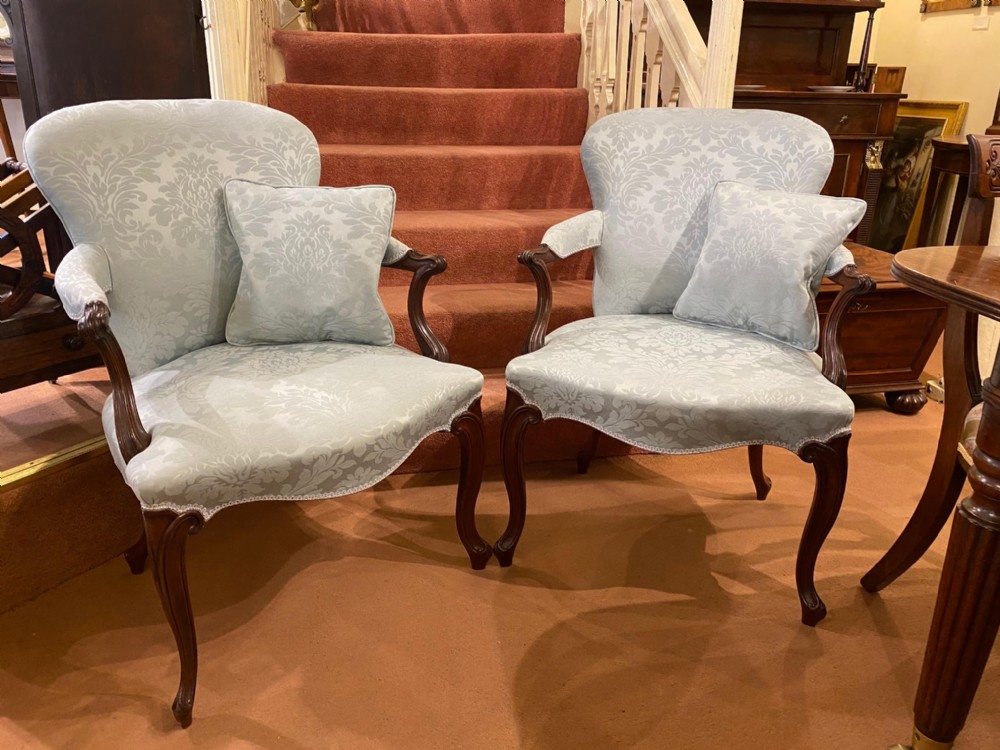 A PAIR of late 18th century Hepplewhite period library ARMCHAIRS