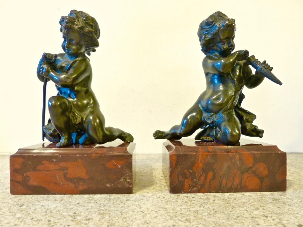 PAIR OF 19TH CENTURY BRONZE CHERUBS